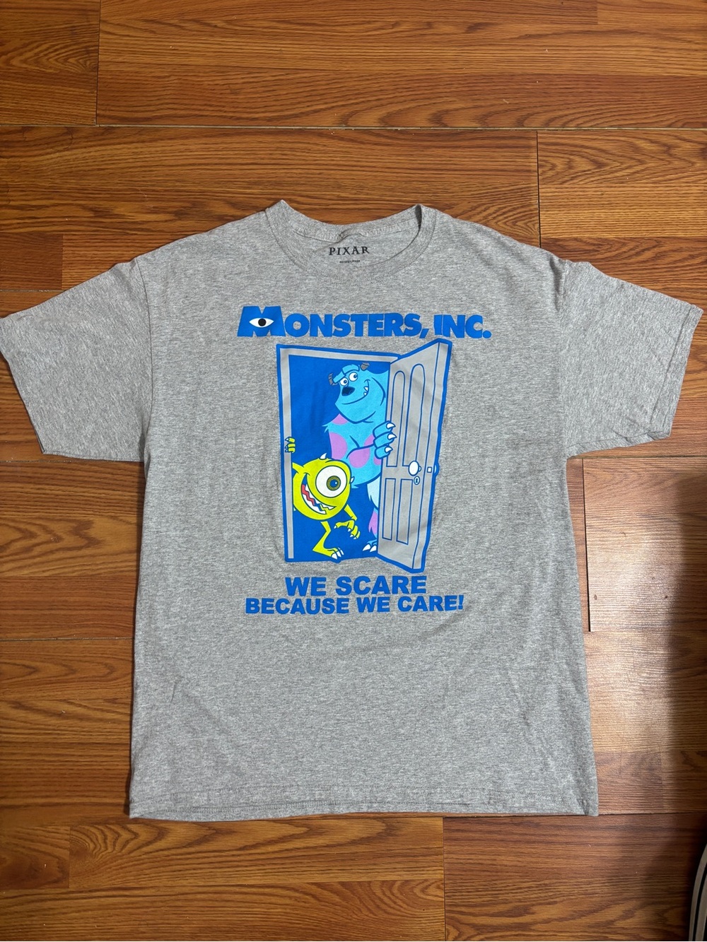 Pixar Monsters, Inc. Gray Graphic Tee - Blue & Lime Print